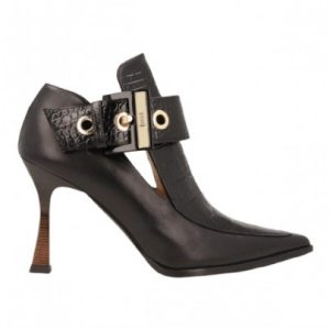 botin con pieles combinadas con tacon de 9cm y plantilla newgel