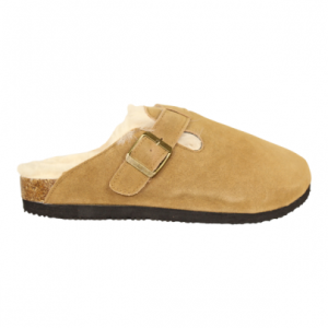 Zueco bio con hebilla y plantilla borreguillo piel de curticion vegetal